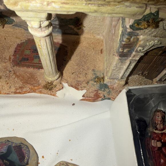 Vintage Christmas Nativity Scene 46 pc CERAMIC OLD WORLD STONE VILLAGE Bethlehem - Picture 7 of 16